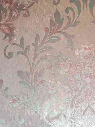 Шпалери вінілові на флізелін метрові Marburg Kingdom 31522 розетки завитки золотом на теракотовому тлі Київ