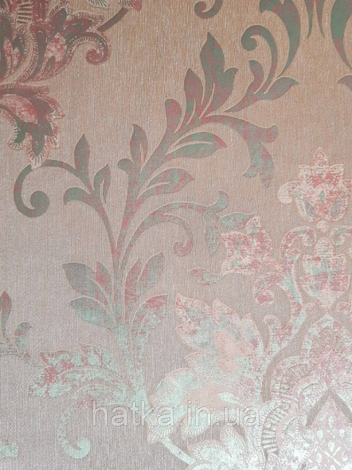 Шпалери вінілові на флізелін метрові Marburg Kingdom 31522 розетки завитки золотом на теракотовому тлі Київ - фото 1