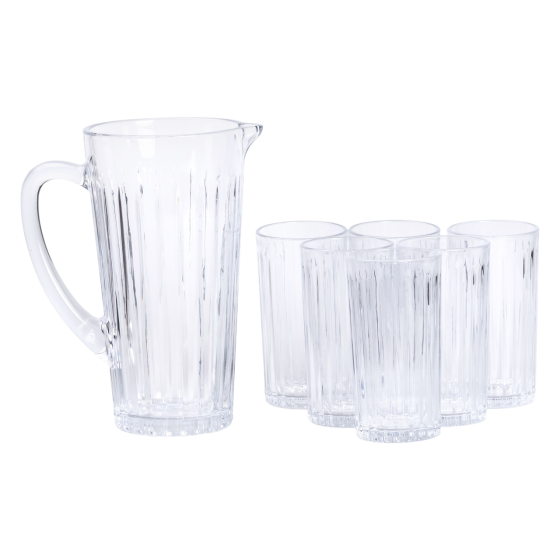 Yiwu Глечик 1.2 літра зі склянками 6 штук по 320 мл графин для компоту соку води лимонаду HP-19 Коломыя