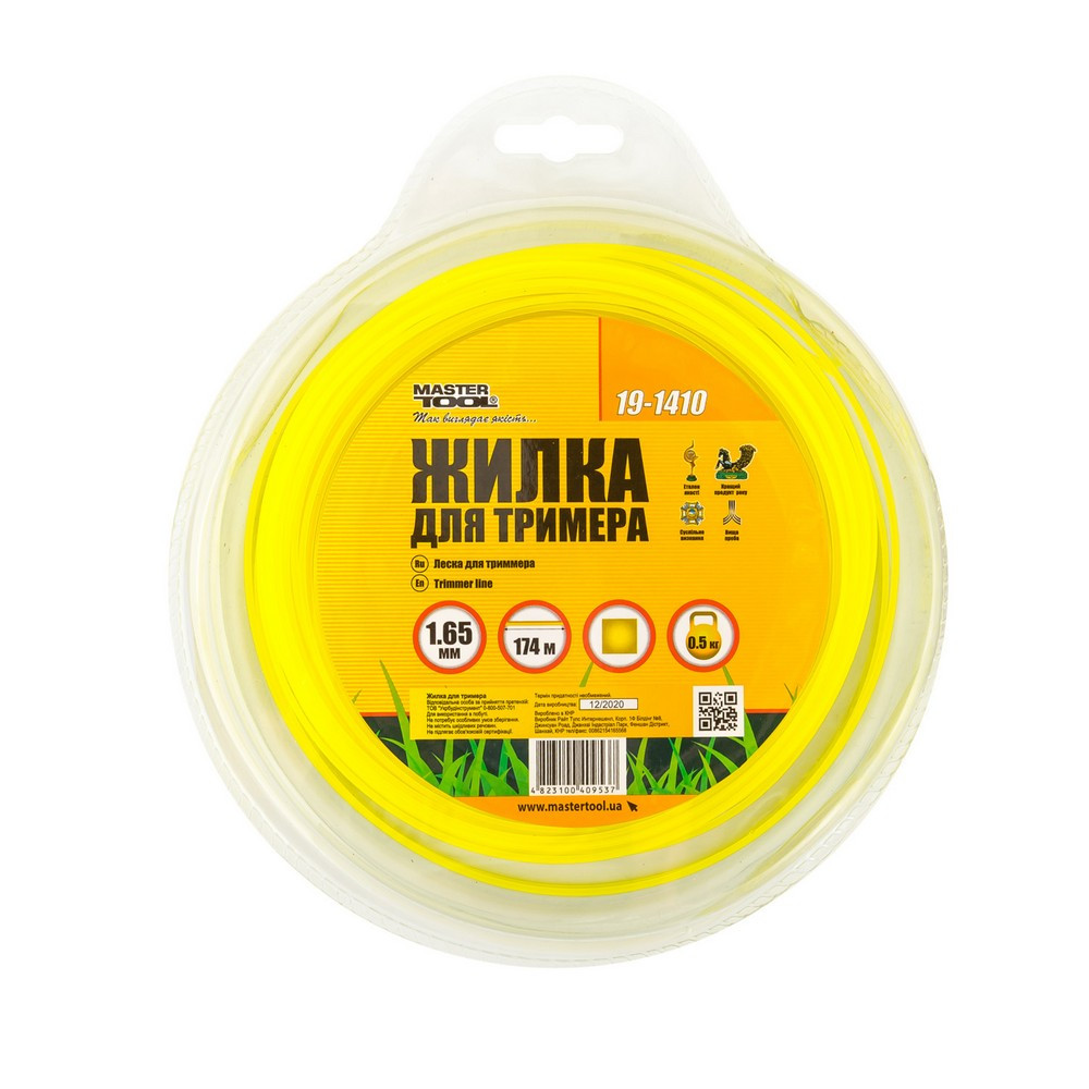 Жилка для тримера MASTERTOOL КВАДРАТ 1,65 мм 174 м блістер 19-1410 Коломия - фото 2