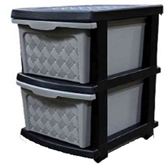 Комод пластиковий сіро-чорний "Компакт Плюс" 2 яруси 46*40*34см R-Plastic Одеса