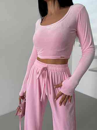 Женский прогулочный костюм двойка: лонгслив и штаны велюр Барби, 42/44 Одесса