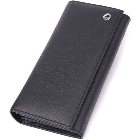 Місткий гаманець для жінок із натуральної шкіри ST Leather 23097 Чорний Київ