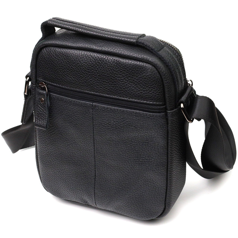 Вертикальна чоловіча сумка на плече з натуральної шкіри Vintage 22248 Чорна Київ - фото 10