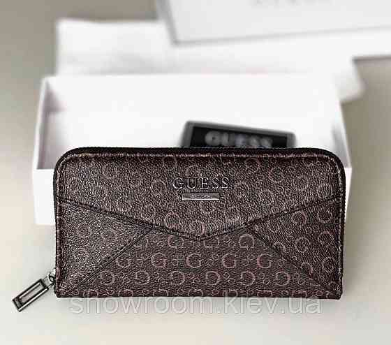 Жіночий гаманець на блискавці Guess (7595) коричневий Київ