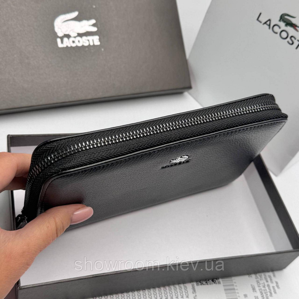 Шкіряний брендовий гаманець клатч на змійці Lacoste (6613) Київ - фото 7