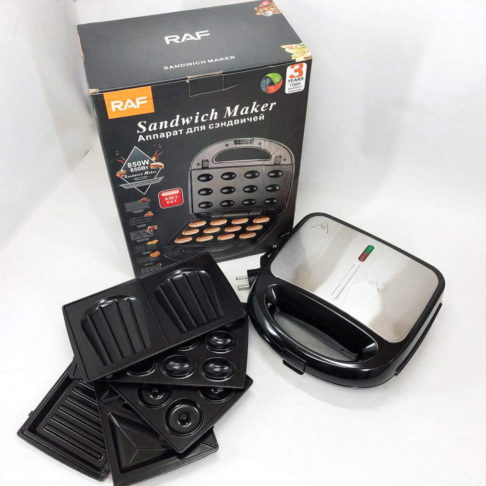 Бутербродниця електрогриль RAF R.541 6 в 1 850 Вт, Домашня бутербродниця, Гриль контактний побутовий AD-55 Івано-Франківськ - фото 2