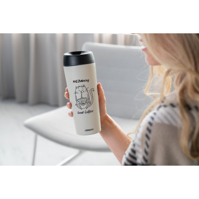 Термочашка Ardesto Coffee Тime Meowning 450 мл Бежева (AR2645WC) Винница - изображение 2