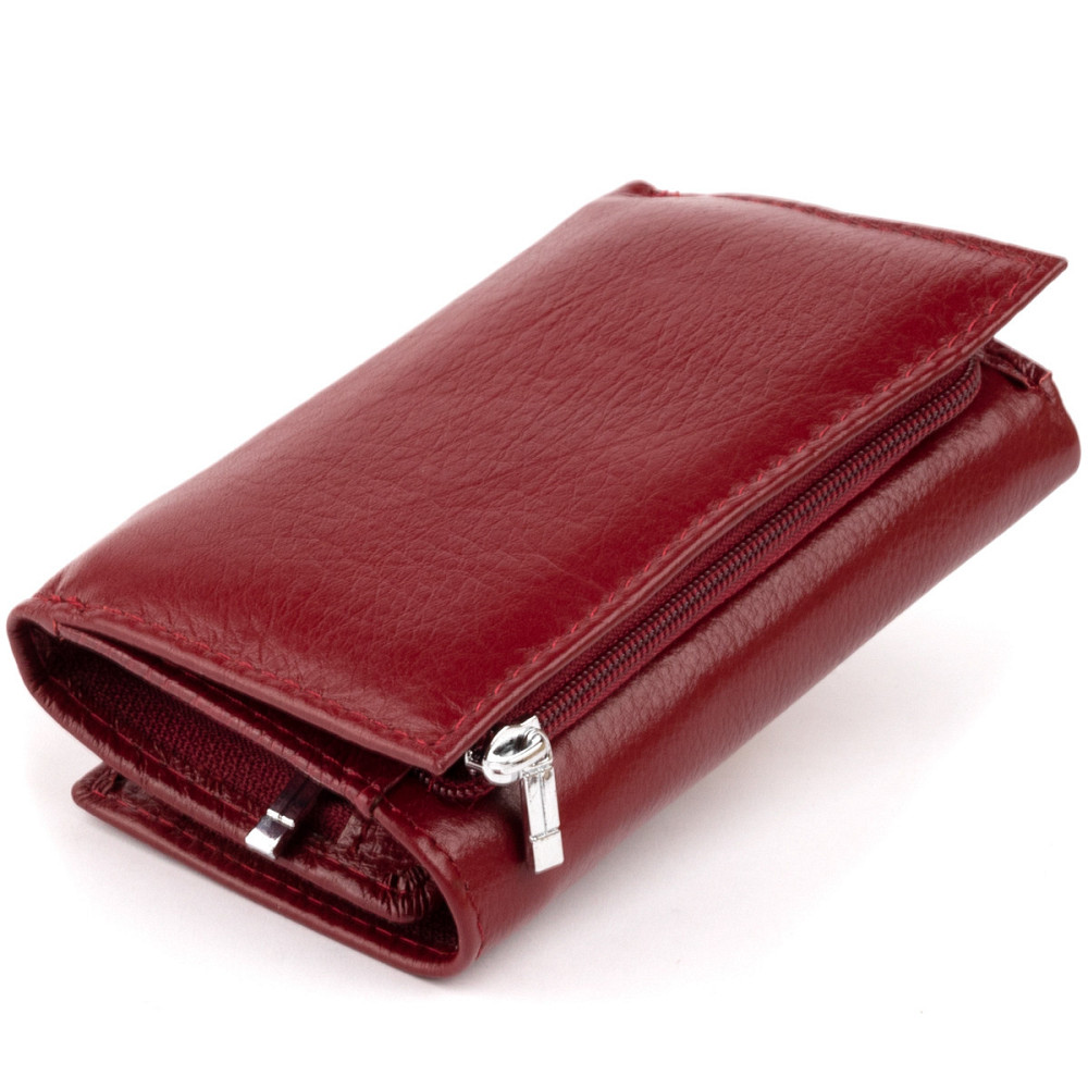 Жіноче горизонтальне шкіряне портмоне на магніті, бордове (ST Leather) Київ - фото 18