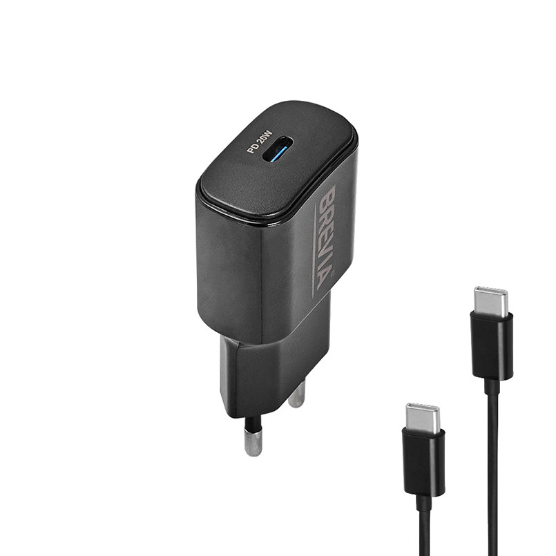 Сетевое зарядное устройство Brevia ePower PD20W + кабель USB-C to USB-C 1м черный Львов - изображение 3