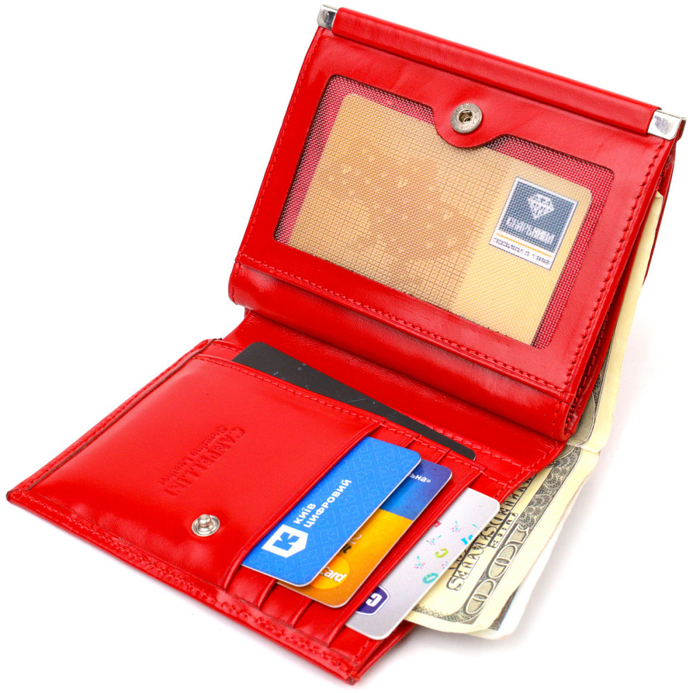 Яркий кошелек для женщин среднего размера из натуральной гладкой кожи CANPELLINI 21814 Красный Киев - изображение 4