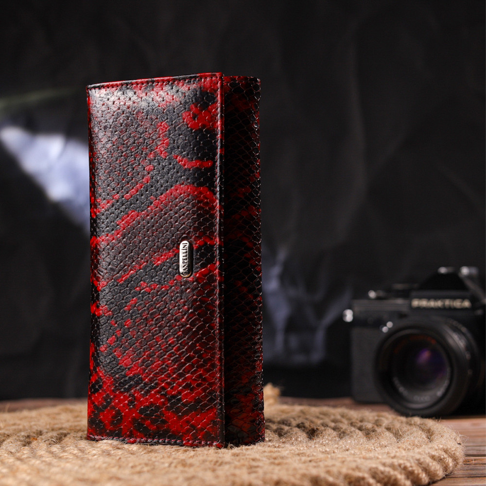 Интересный женский кошелек из натуральной лакированной кожи с тиснением под змею CANPELLINI 21656 Разноцветный Киев - изображение 8