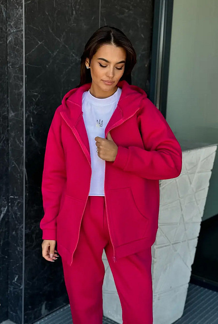 Зип худи женское оверсайз Малиновый 42/44 Харьков - изображение 3