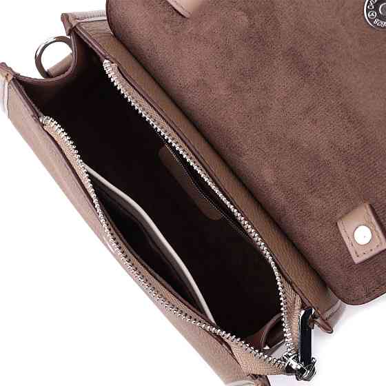 Женская сумка с геометрическим клапаном из натуральной кожи Vintage 22630 Коричневая Киев