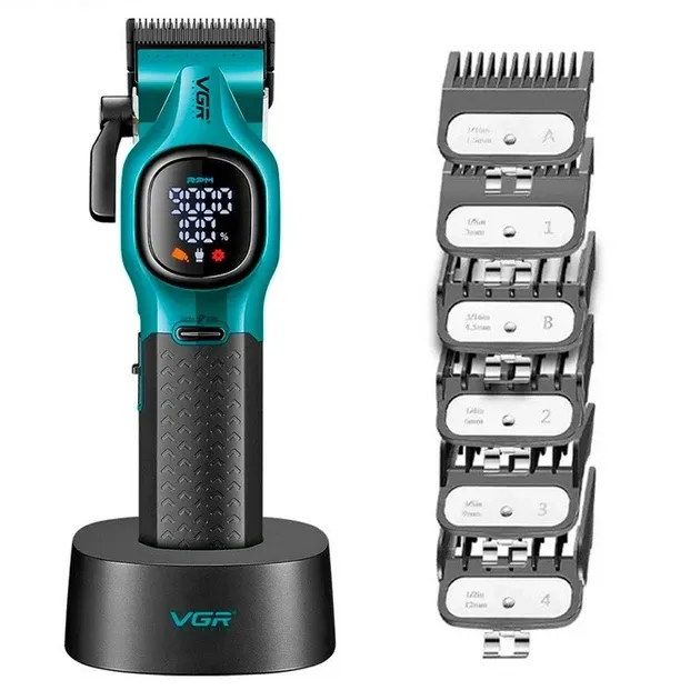 Акумуляторна машинка для стрижки V-886C бездротова з насадками та USB зарядкою для дому Одеса - фото 3