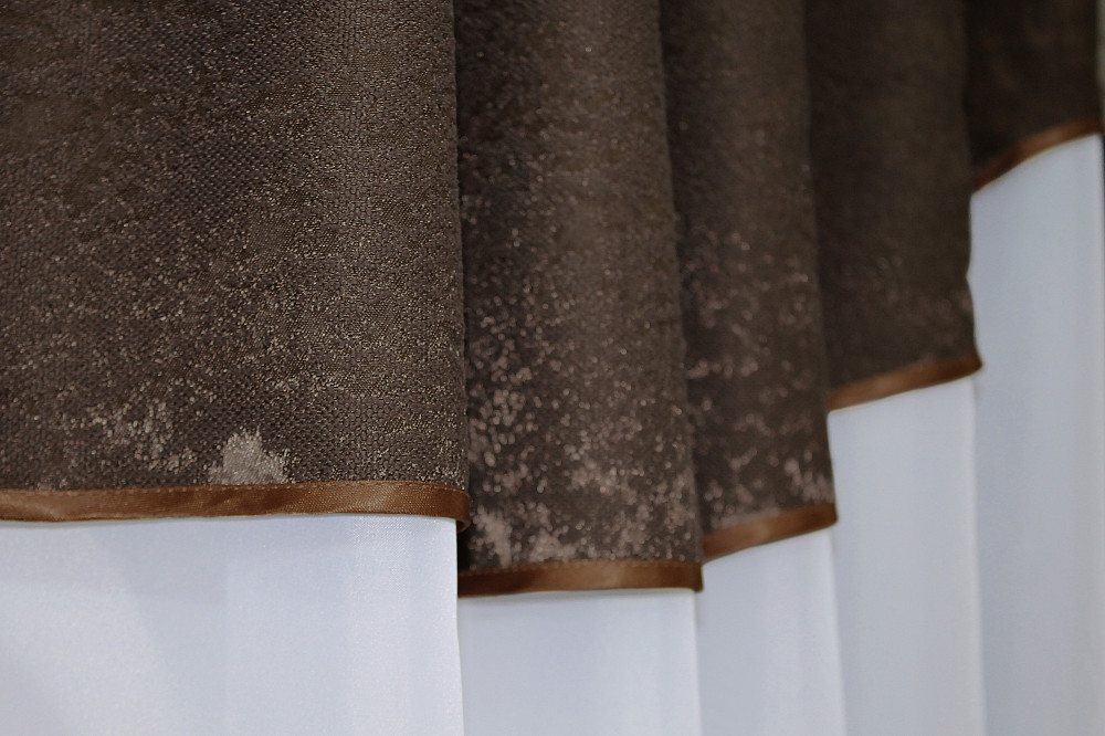 Кухонный комплект VR-Textil № 084к шторки с ламбрекеном белый с коричневым 270х170 см (52-0818) Киев - изображение 5