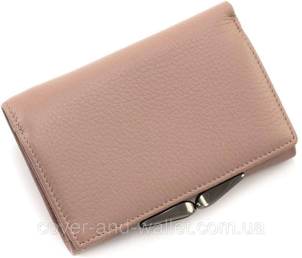 Кожаный женский кошелек пудрового цвета с монетницей на защелке Marco Coverna W 003 Киев - изображение 3