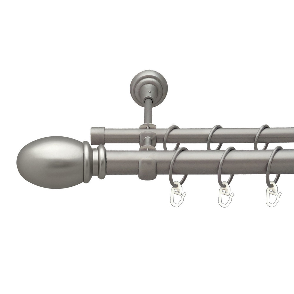 Карниз Orvit Белуно металевий дворядний відкритий гладка труба кільце металеве Сатин 25\16 мм 240 см Львов - изображение 1