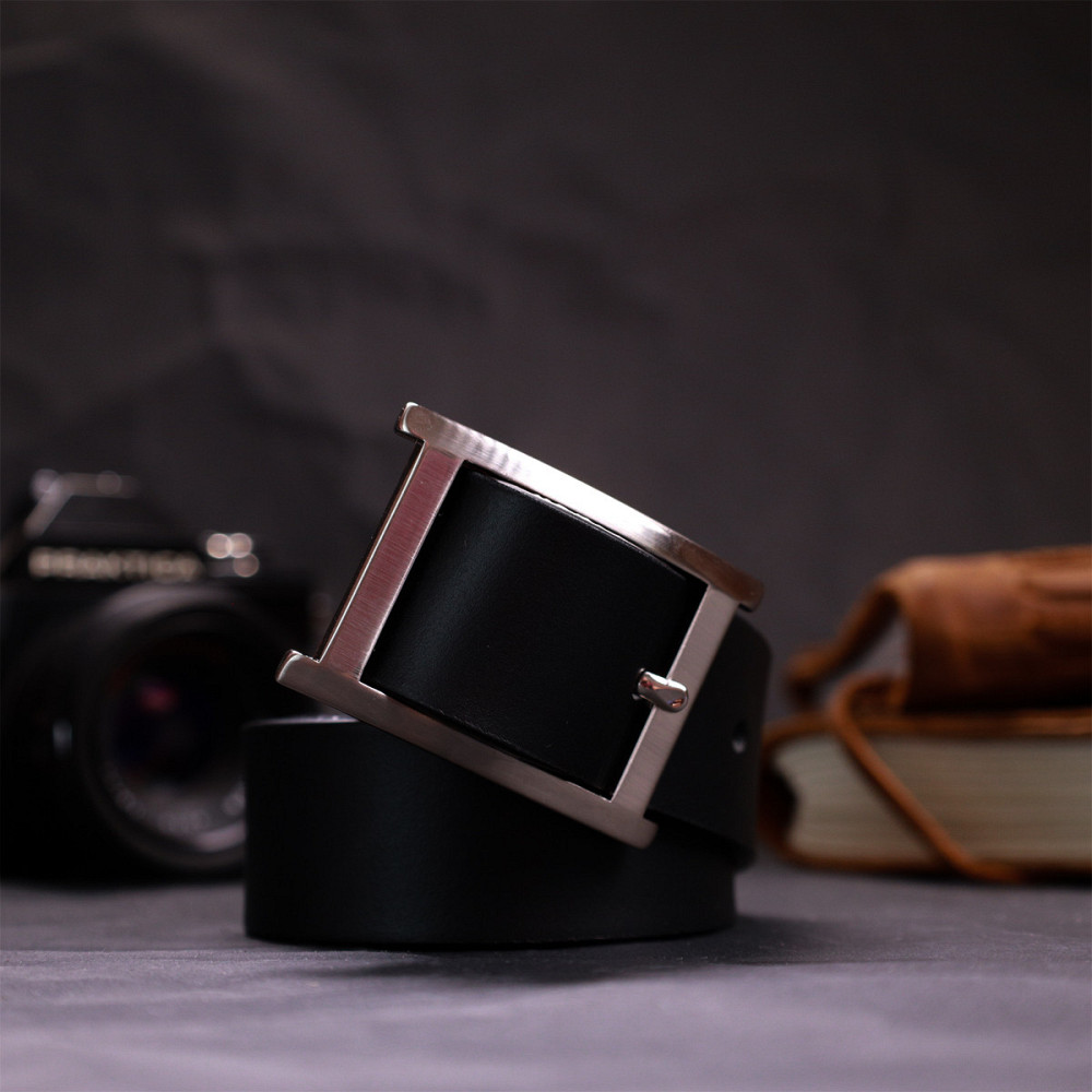 Якісний пояс під штани для чоловіків з натуральної шкіри GRANDE PELLE 11689 Чорний Київ - фото 1