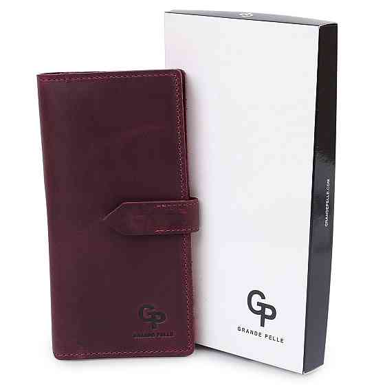 Кожаное женское матовое портмоне GRANDE PELLE 11561 Бордовый Киев