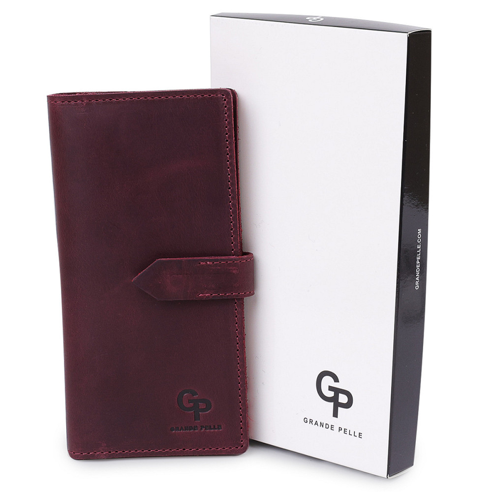 Шкіряне жіноче матове портмоне GRANDE PELLE 11561 Бордовий Київ - фото 4