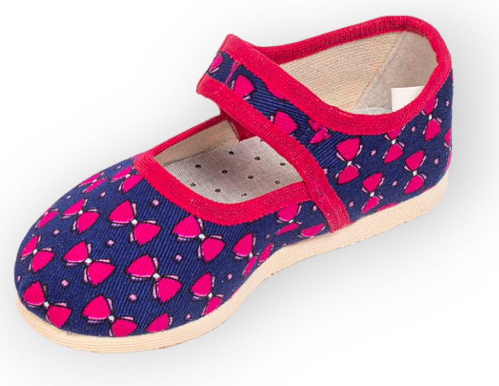 Тапочки в садик с закрытой пяткой на липучке, красно синие, детские тапочки для садика девочка Бантик Одесса - изображение 2
