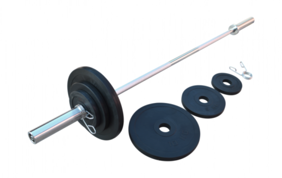 Обгумована штанга на 105 кг з олімпійським грифом Гантелі, гирі, штанги та диски металеві розбірні Київ