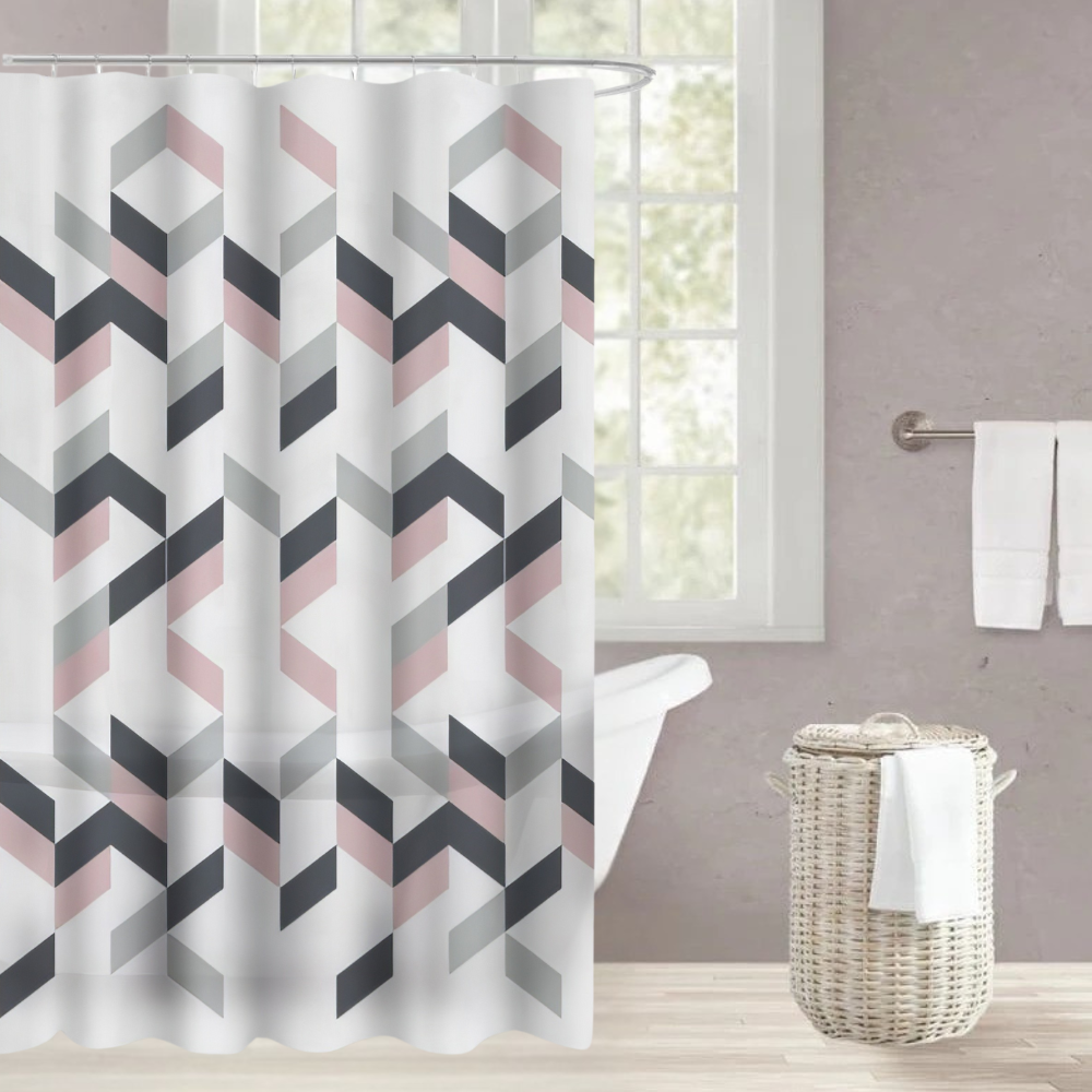 Штора для ванной и душа 180x180 см водоотталкивающая,шторка для душевой с пластиковыми крючками,прозрачная Каменец-Подольский - изображение 2