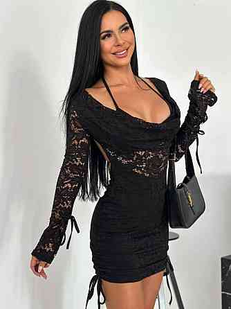 Жіноча стильна святкова мереживна міні-сукня з зав‘язками, мереживо + підклад трикотаж масло Одеса