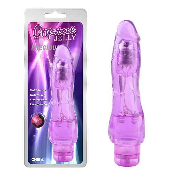 Вибромассажер реалистичный Chisa Jelly Crystal Precious на батарейках, фиолетовый Sex Aura Киев