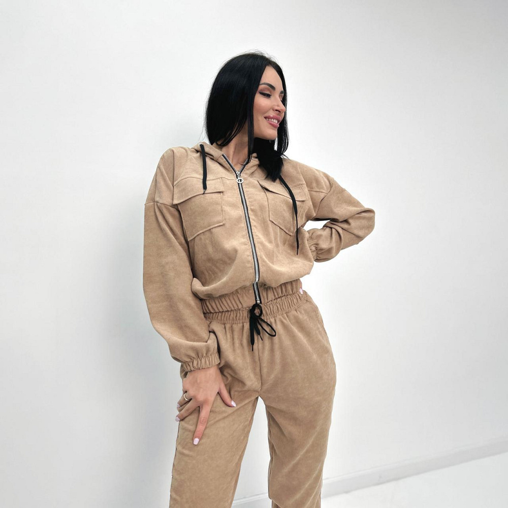 Вельветовий костюм-двійка "Demien" оптом | Батал | Розпродаж моделі Київ - фото 3