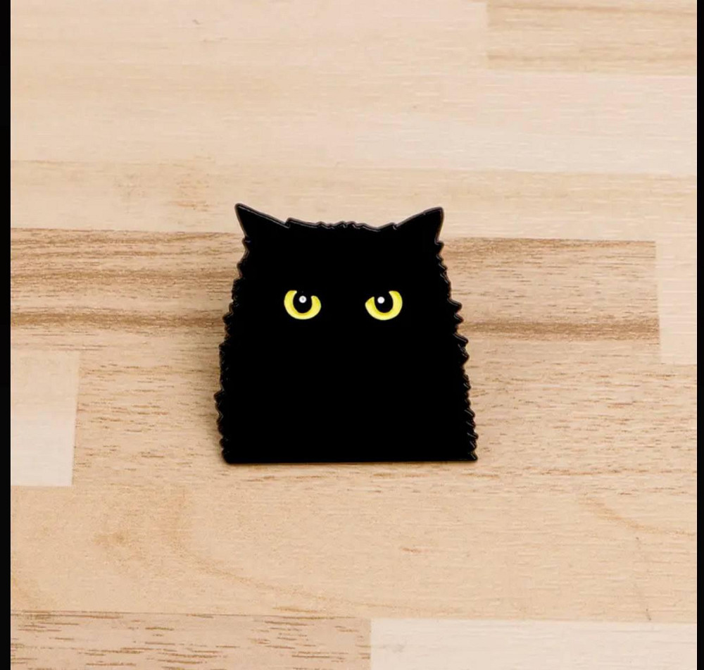 Эмалированный значок «Чёрный кот» – минималистичная брошь 3,1 см Киев - изображение 4