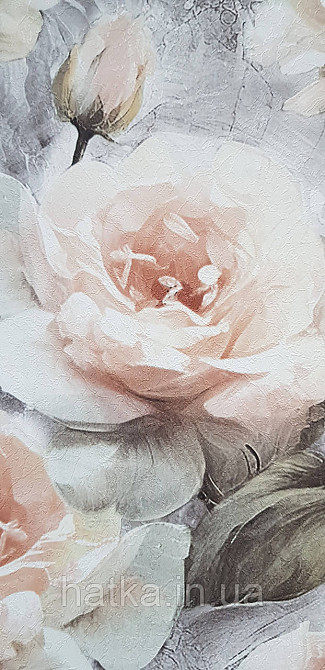 Обои виниловые на флизелине Sintra Adria метровые цветы розы крупные розовые кремовые серые Киев - изображение 2