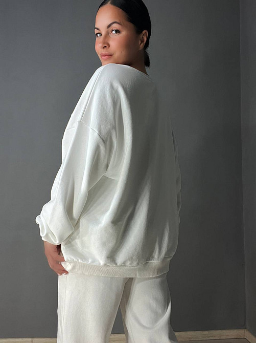 Костюм женский Quzen 470-471 свитшот и джогеры на резинке оверсайз белый, белый, L Киев - изображение 9