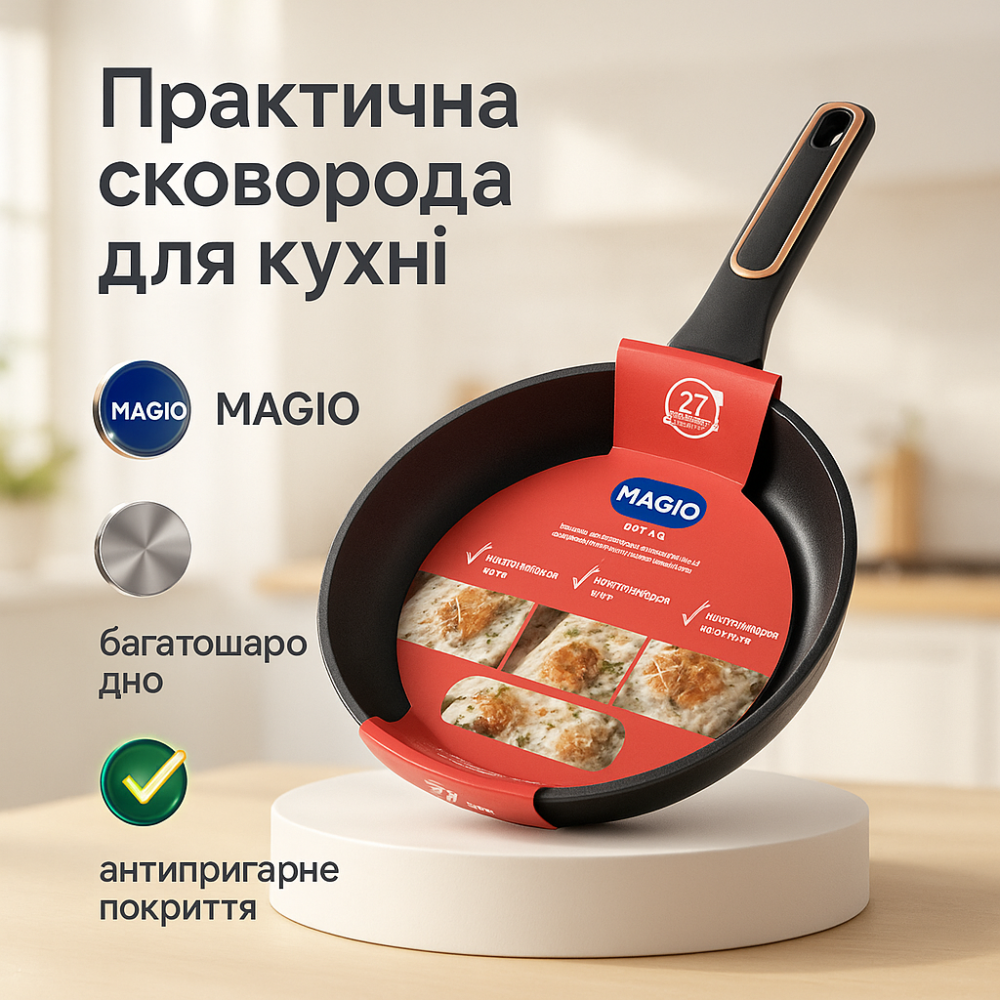 Сковорода для варіння MAGIO MG-1163 22 см, Сковорода з антипригарним покриттям для газової плити QW-31 Львів - фото 13