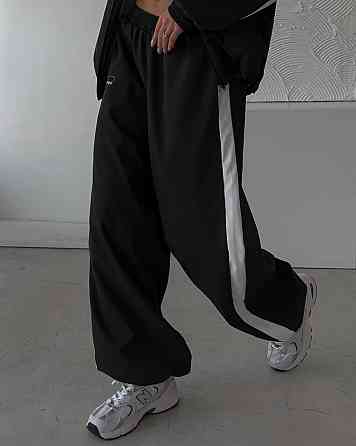 Жіночий стильний костюм оверсайз — двійка плащівка Еммі + підкладка спорт Чорний, 46/48 Одеса