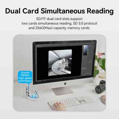 Концентратор Vention USB3.1 Type-C to HDMI/VGA/USB3.0x3/RJ45/SD/TF/TRRS 3.5m/PD/DC100W12-in-1 (TPHWC-EU) Вінниця