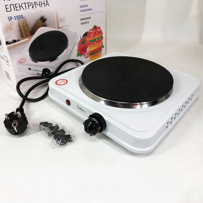Побутова переносна електроплита Suntera SP-1930 белая, Компактна електронна плитка DT-95 Львів - фото 2