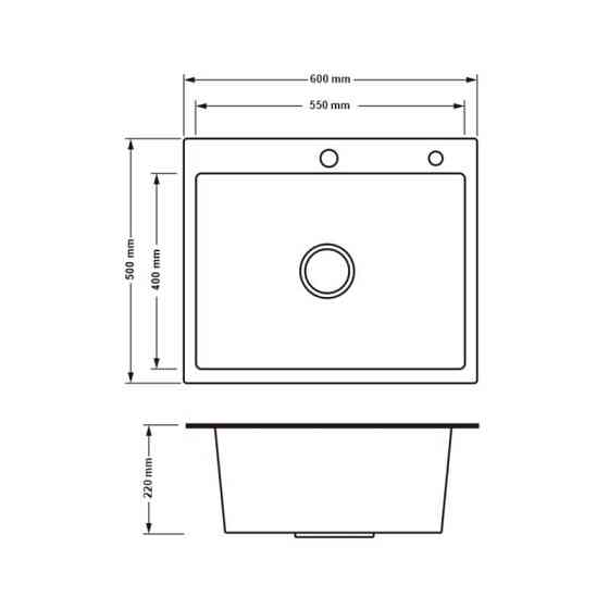 Кухонная мойка с нержавеющей стали Lidz H60*50B 3.0/0.8 мм Brush Black (LDH6050BPVD3008) Киев