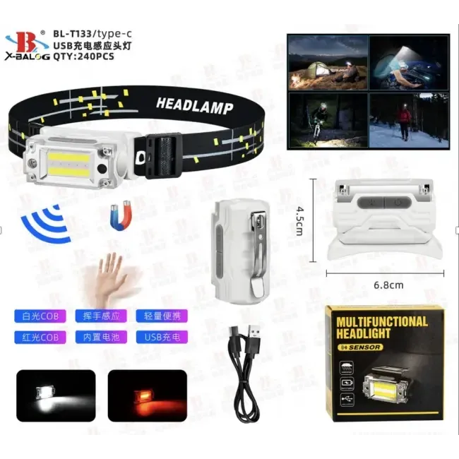 Налобний ліхтар BL-T133 з червоним світінням + сенсор Одеса - фото 2