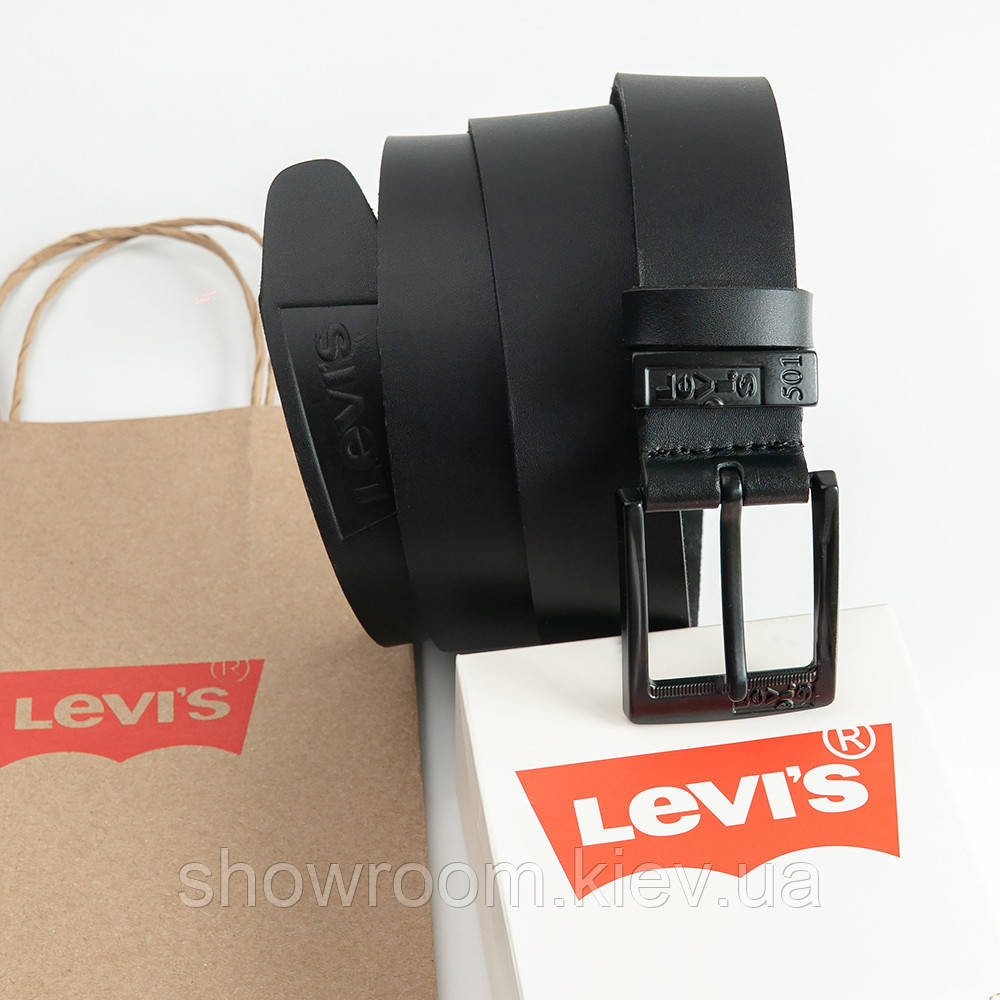 Мужской кожаный брендовый ремень Levis (501) Киев - изображение 2