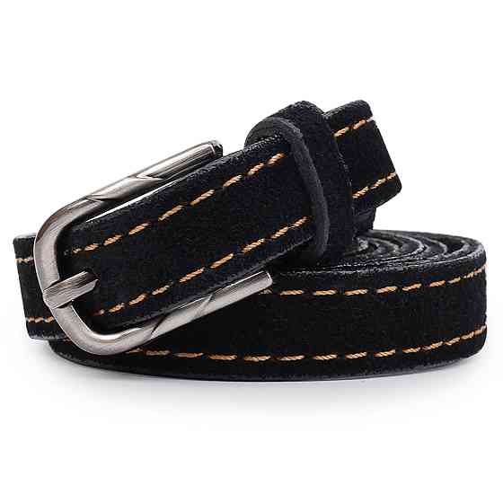 Замшевый оригинальный женский ремень Черный (Vintage) Киев