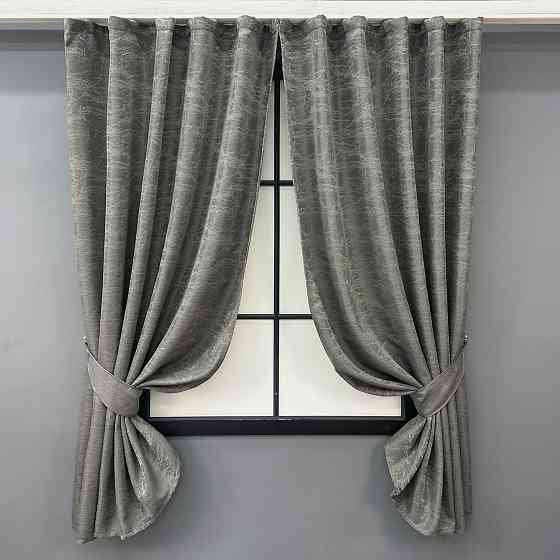 Комплект коротких штор VR-Textil Жакард Viva Marmo № 1785ш Сірий 130х170 см 2 шт (35-0372) Київ