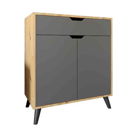 Комод в гостиную с черными ножками М-ЗОН Борн 750 Дуб Артизан/Антрацит (MZN-031049) Львов
