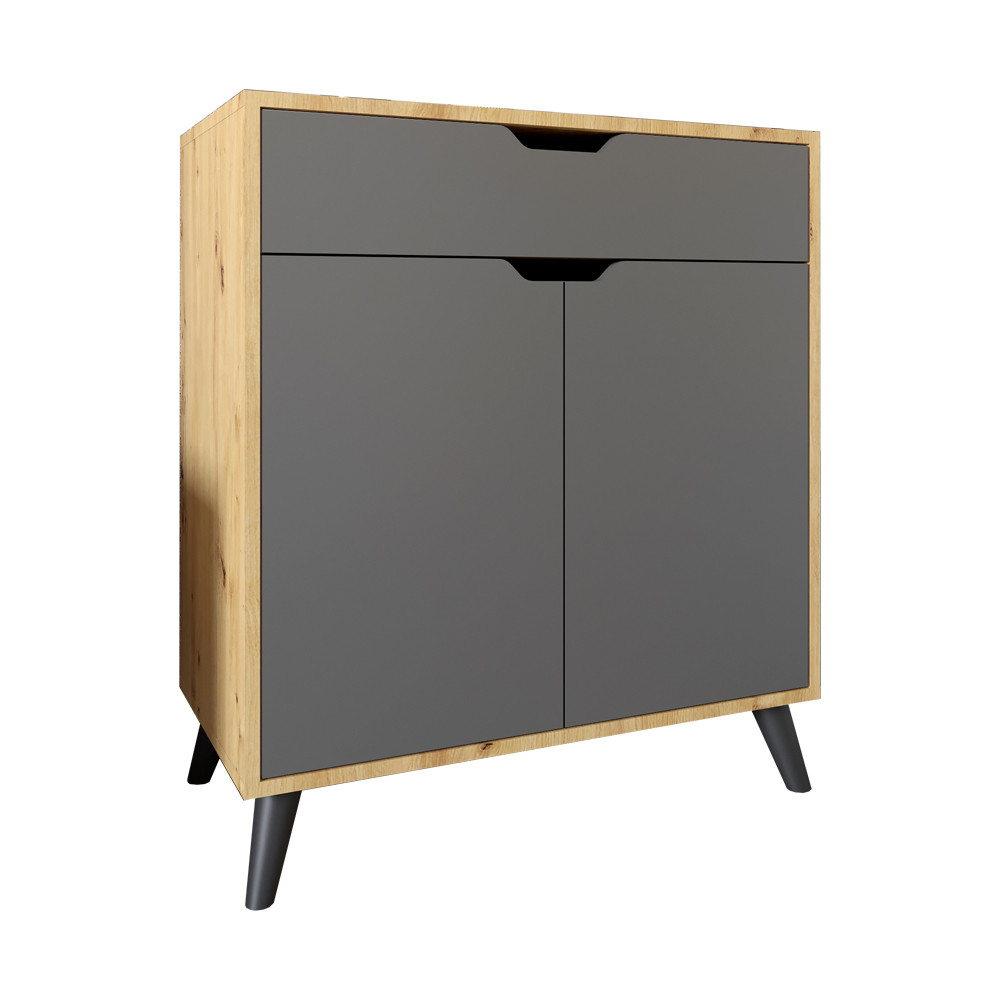 Комод в гостиную с черными ножками М-ЗОН Борн 750 Дуб Артизан/Антрацит (MZN-031049) Львов - изображение 2