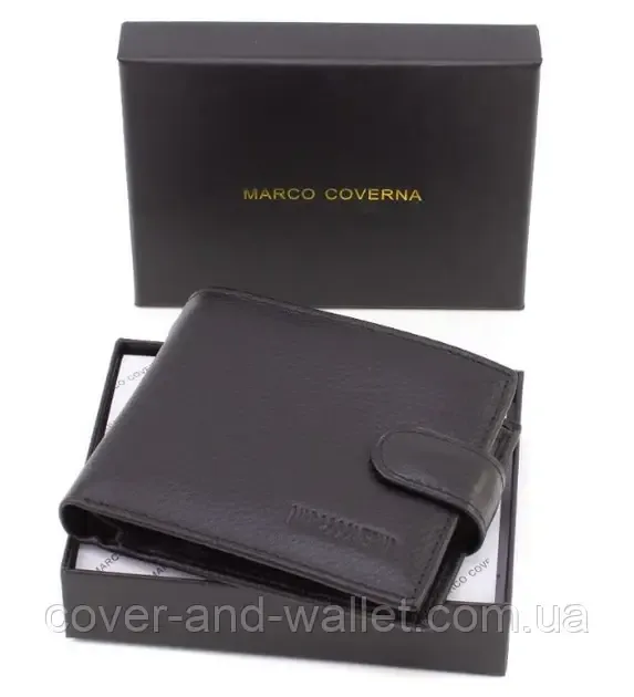 Классический мужской кожаный кошелек черного цвета Marco Coverna Киев - изображение 10