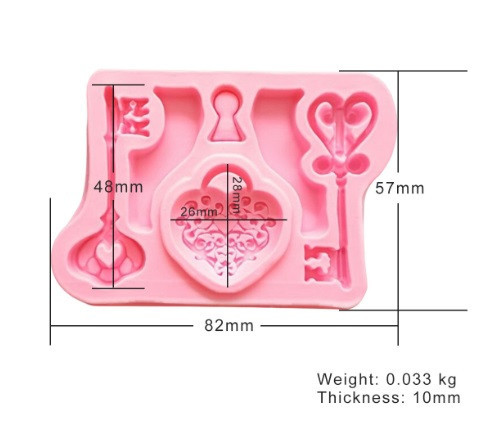 Молд силиконовый Ключи и замок 82 на 57 см розовый Киев - изображение 2