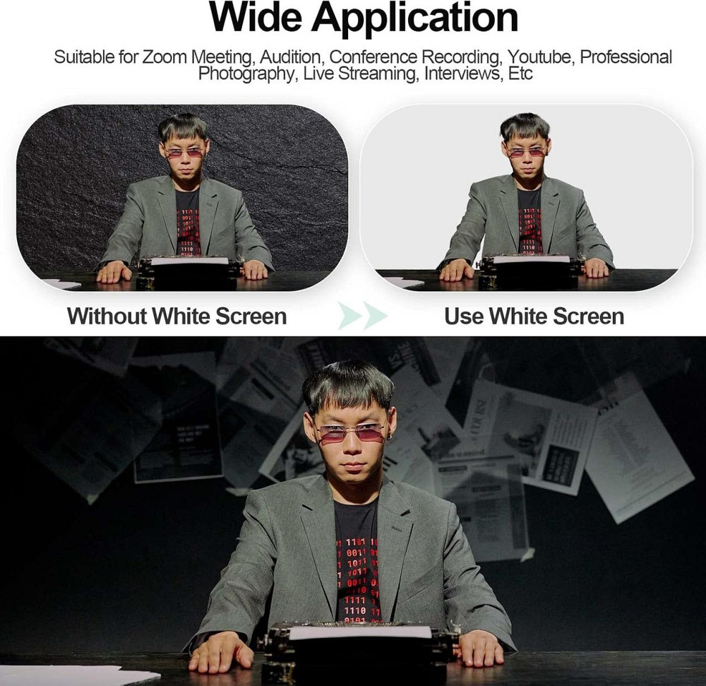 Фон для фотозйомки EMART White Background with Stand 1.5×2.6 м білий T-підстава регульована 94–260 см комплект з кліпсами і сумкою Київ - фото 2