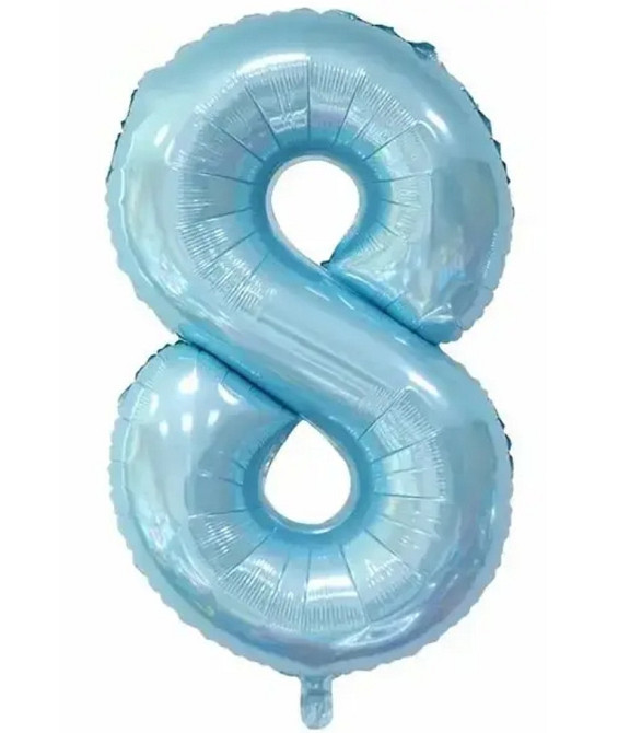 Цифра фольгирована 8 голубая 30