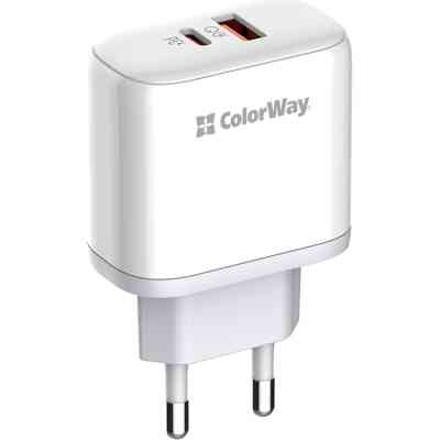 Зарядное устройство ColorWay GaN Mini 25W PD Port PPS USB-C white (CW-CHS052PD-WT) Винница